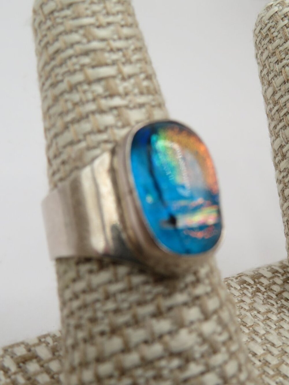 Vintage Dichroic 925 Adjustable Ring - Picture 3 of 8
